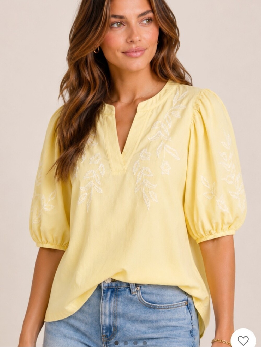 Grace & Lace Delicate Detail Embroidered Blouse In Sunshine